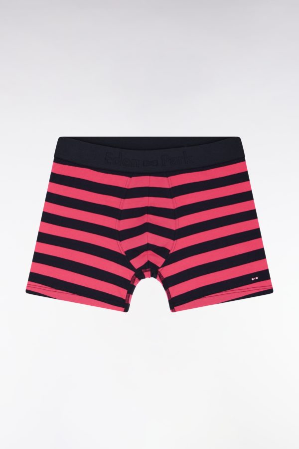 Boxer En Jersey De Coton Stretch Cerclé Marine Et Fuchsia Eden Park