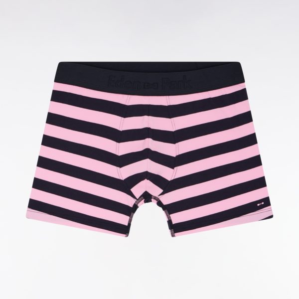 Boxer En Jersey De Coton Stretch Cerclé Marine Et Rose Eden Park
