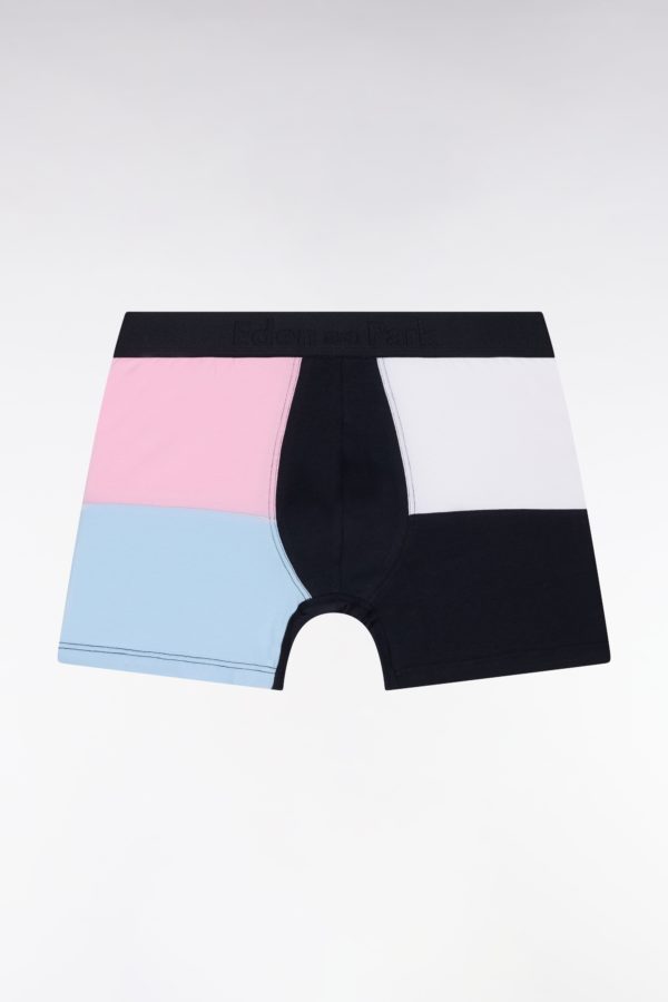 Boxer Coupé-cousu En Jersey De Coton Stretch Rose Et Bleu Eden Park