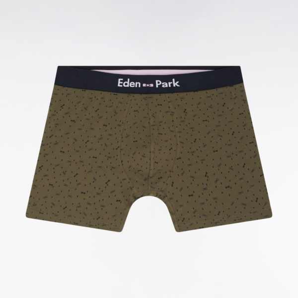 Boxer En Jersey De Coton Stretch À Micromotifs Kaki Eden Park