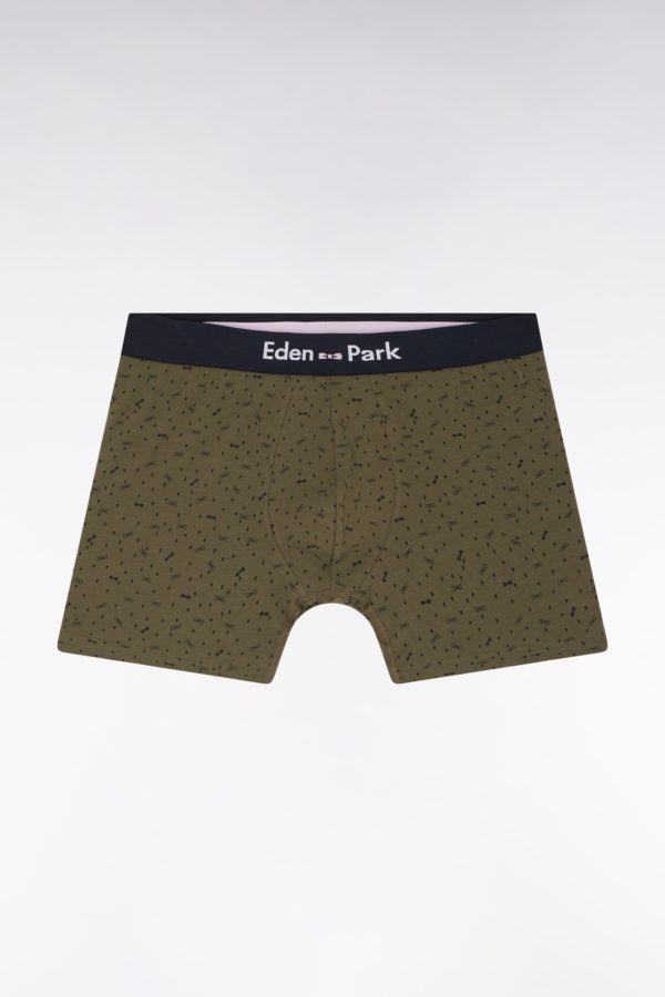 Boxer En Jersey De Coton Stretch À Micromotifs Kaki Eden Park