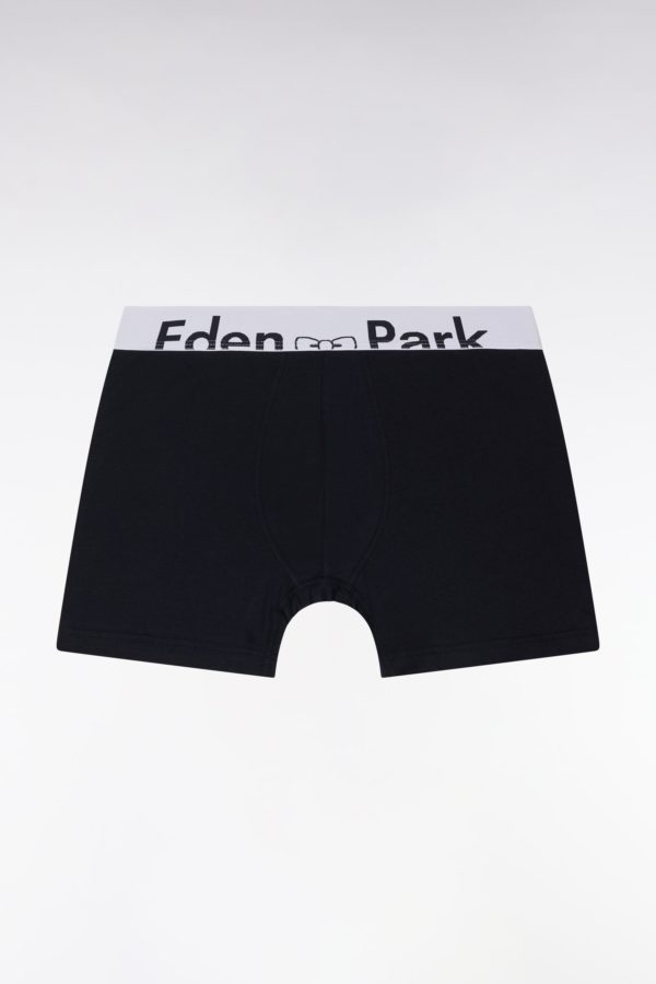 Boxer En Jersey De Coton Stretch Marine Élastique Taille Blanc Eden Park
