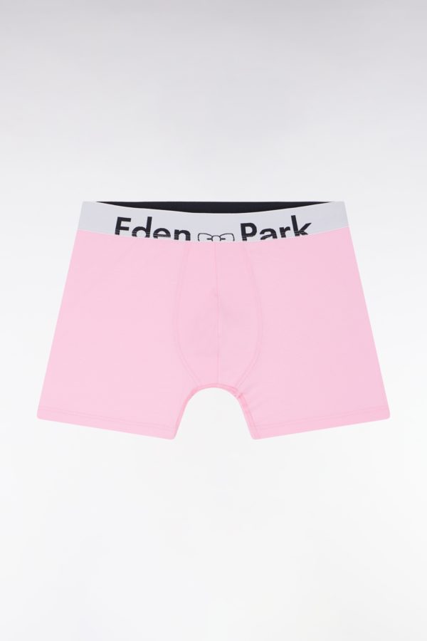 Boxer En Jersey De Coton Stretch Rose Élastique Taille Blanc Eden Park