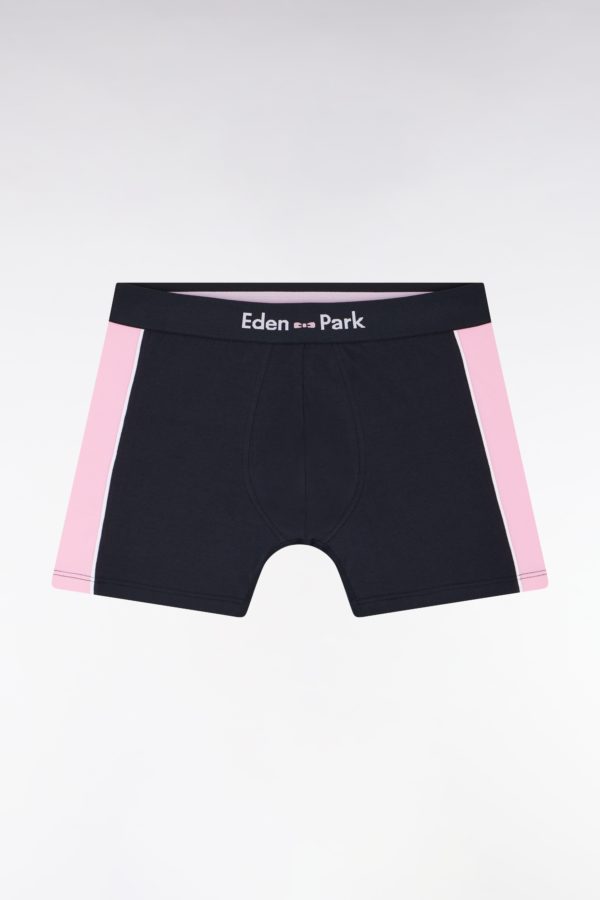 Boxer En Jersey De Coton Stretch Marine Détails Roses Eden Park