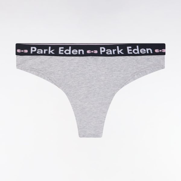 Culotte Tanga En Coton Stretch Gris Eden Park
