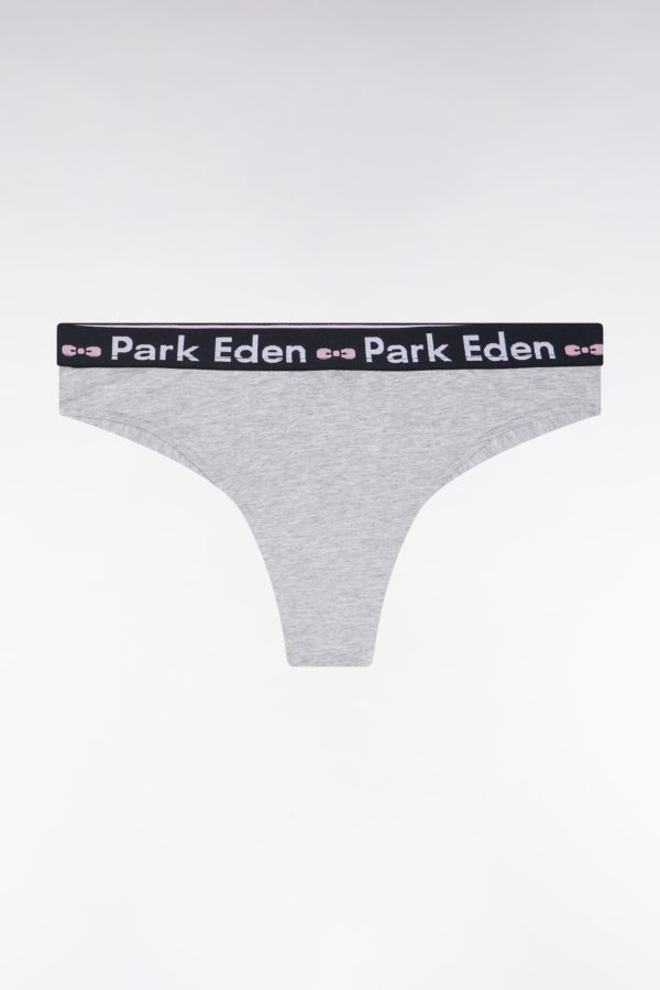 Culotte Tanga En Coton Stretch Gris Eden Park
