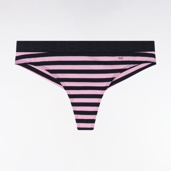 Culotte Tanga En Modal Stretch Cerclé Marine Et Rose Eden Park
