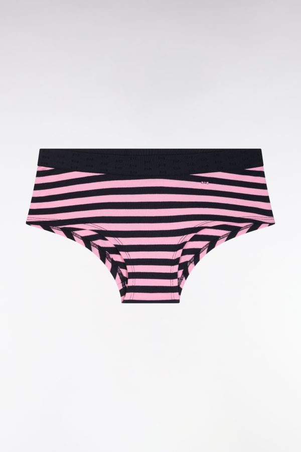 Culotte Shorty En Modal Stretch Cerclé Marine Et Rose Eden Park