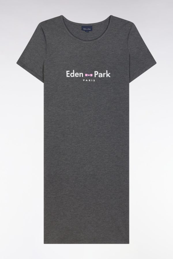 Chemise De Nuit En Modal Stretch Gris Logo Eden Park Eden Park
