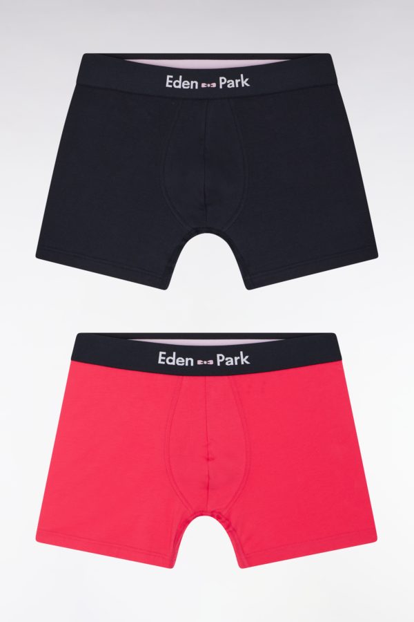 Lot De Deux Boxers En Jersey De Coton Stretch Marine Et Fuchsia Eden Park