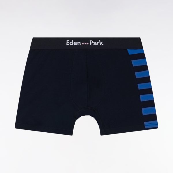 Lot De Deux Boxers En Jersey De Coton Stretch Marine Et Bleu Détails Cerclés Eden Park