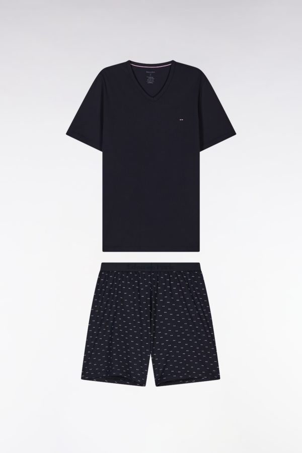 Pyjama Court En Jersey De Coton Marine Short À Micromotifs Eden Park