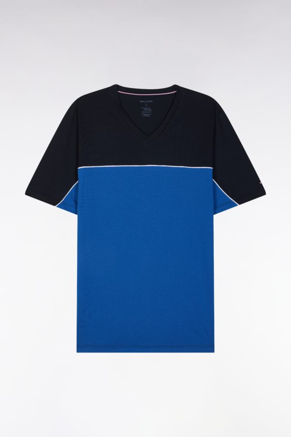 Pyjama Court En Jersey De Coton Bleu Et Marine Eden Park
