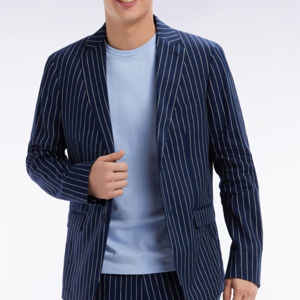 Veste De Costume À Rayures Tennis Marine Coupe Modern Eden Park
