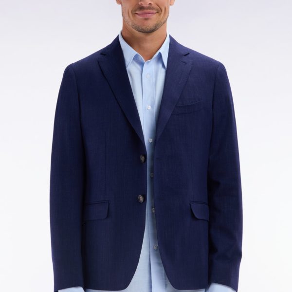 Veste En Fil Teint De Laine Et Lin Stretch Mélangés Marine Eden Park