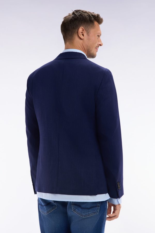Veste En Fil Teint De Laine Et Lin Stretch Mélangés Marine Eden Park – Image 3