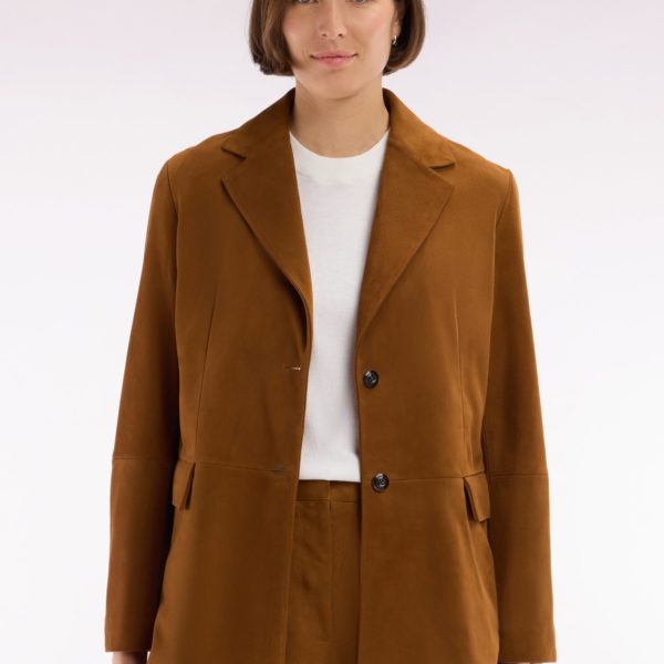 Short En Cuir Suédé Marron Coupe Droite Eden Park