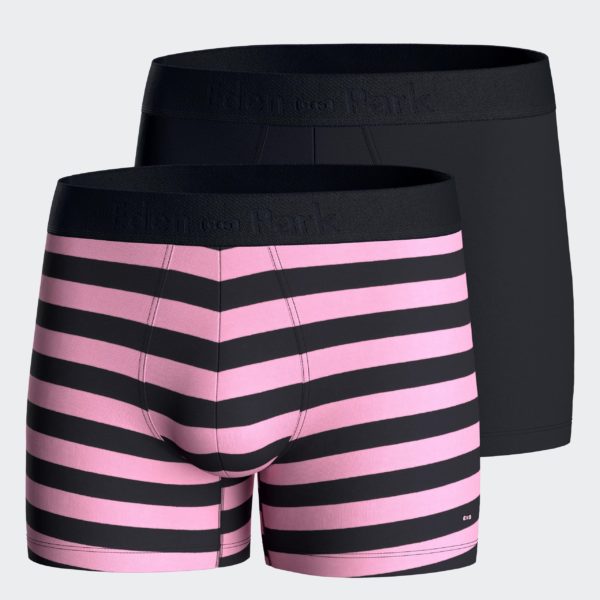 Lot De Deux Boxers Unis Et Cerclés En Jersey De Coton Stretch Marine Et Rose Eden Park
