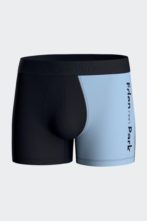 Boxer En Jersey De Coton Stretch Bicolore Marine Et Ciel Eden Park