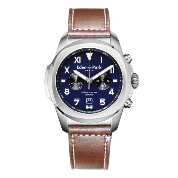 Montre À Quartz Chronographe Bleue Eden Park