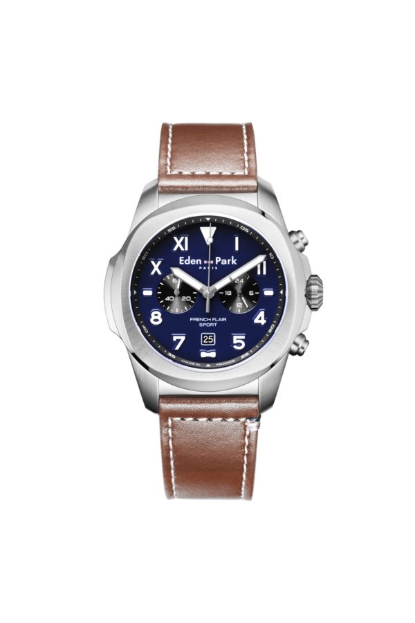 Montre À Quartz Chronographe Bleue Eden Park