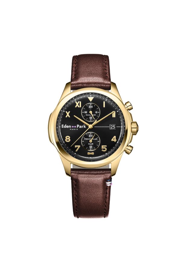 Montre À Quartz Dual Time Noire Et Or Eden Park