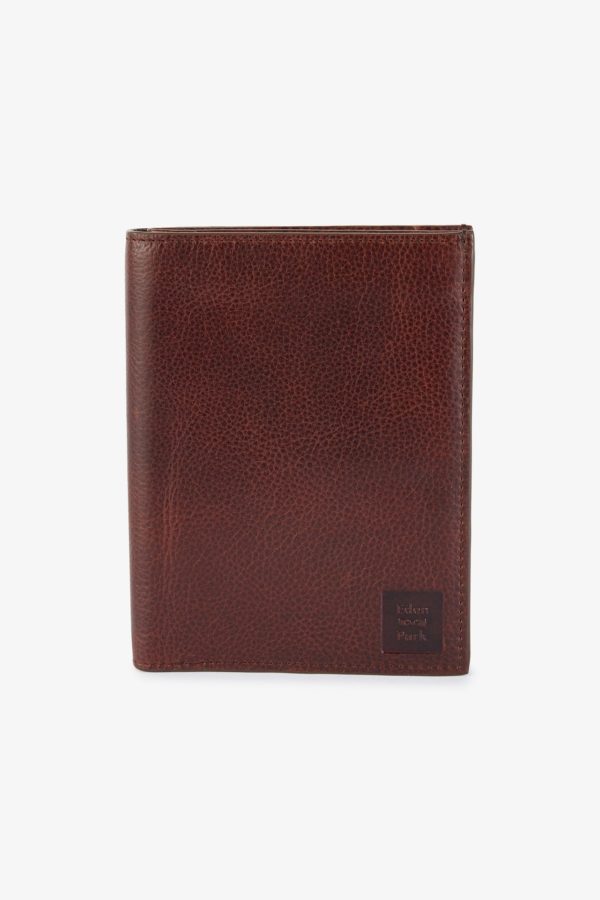 Portefeuille Passeport En Cuir Marron Foncé Eden Park
