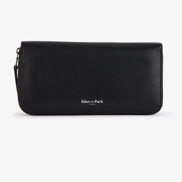 Portefeuille Noir Rectangulaire En Cuir Eden Park