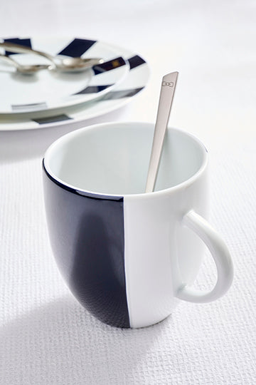 Set De Deux Mugs En Porcelaine De Limoges Blanche Intérieur Émaillé Bleu Eden Park
