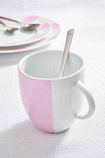 Set De Deux Mugs En Porcelaine De Limoges Blanche Intérieur Émaillé Rose Eden Park