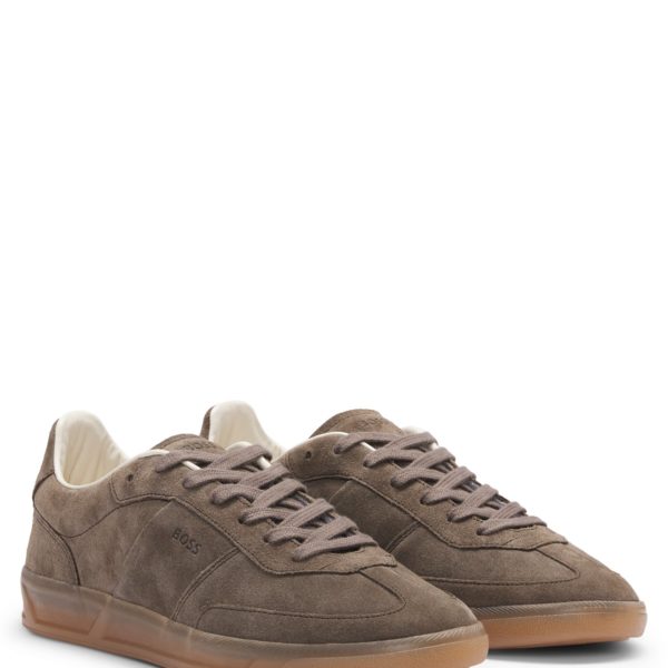 Hugo Boss Baskets lacées en cuir suédé à détail logoté