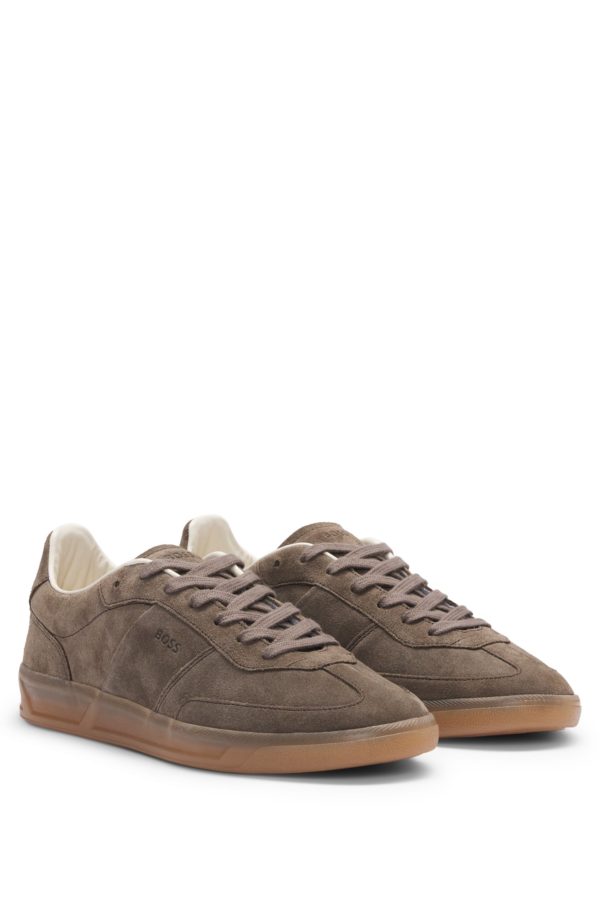 Hugo Boss Baskets lacées en cuir suédé à détail logoté
