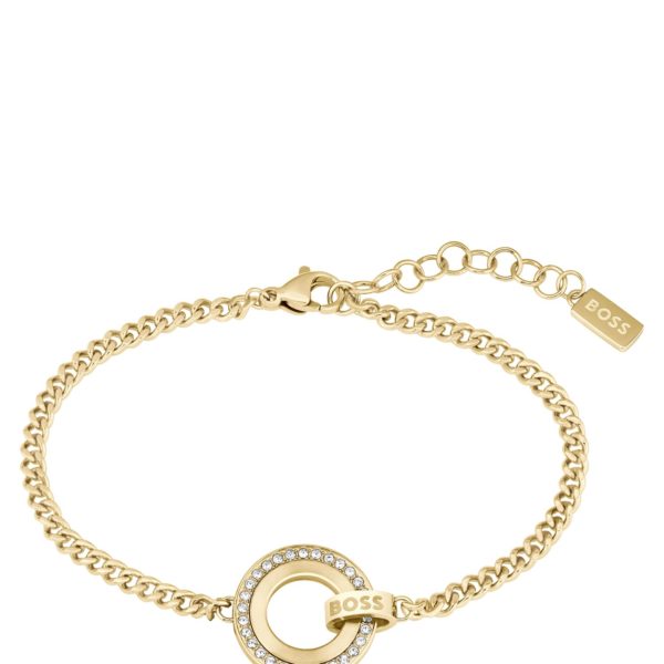 Hugo Boss Bracelet chaîne doré avec anneau serti de strass