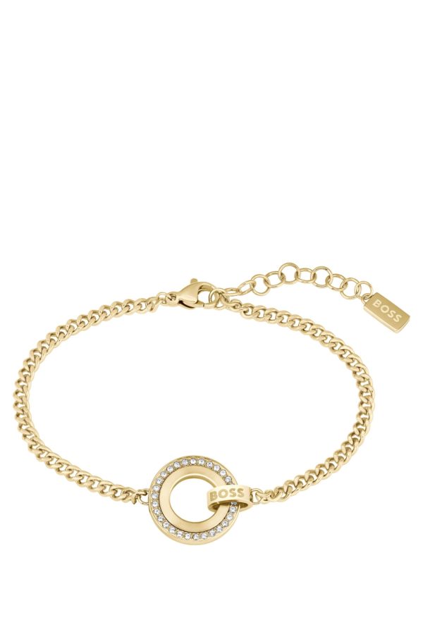 Hugo Boss Bracelet chaîne doré avec anneau serti de strass