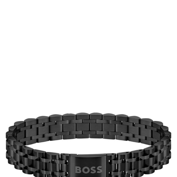 Hugo Boss Bracelet en acier noir avec fermoir aimanté à logo
