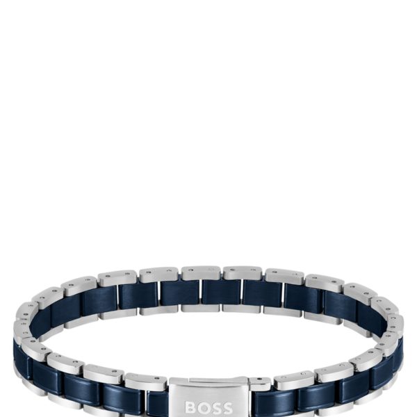 Hugo Boss Bracelet en acier plaqué bleu et argenté