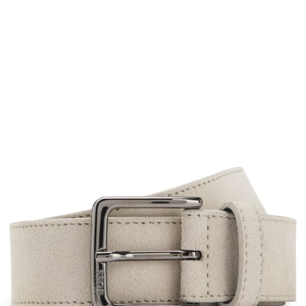 Hugo Boss Ceinture en cuir suédé avec boucle argentée à logo gravé