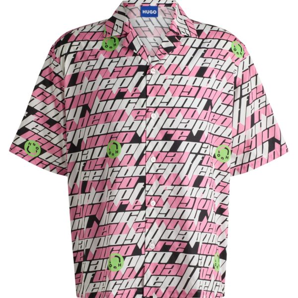 Hugo Boss Chemise Relaxed en popeline de coton imprimée