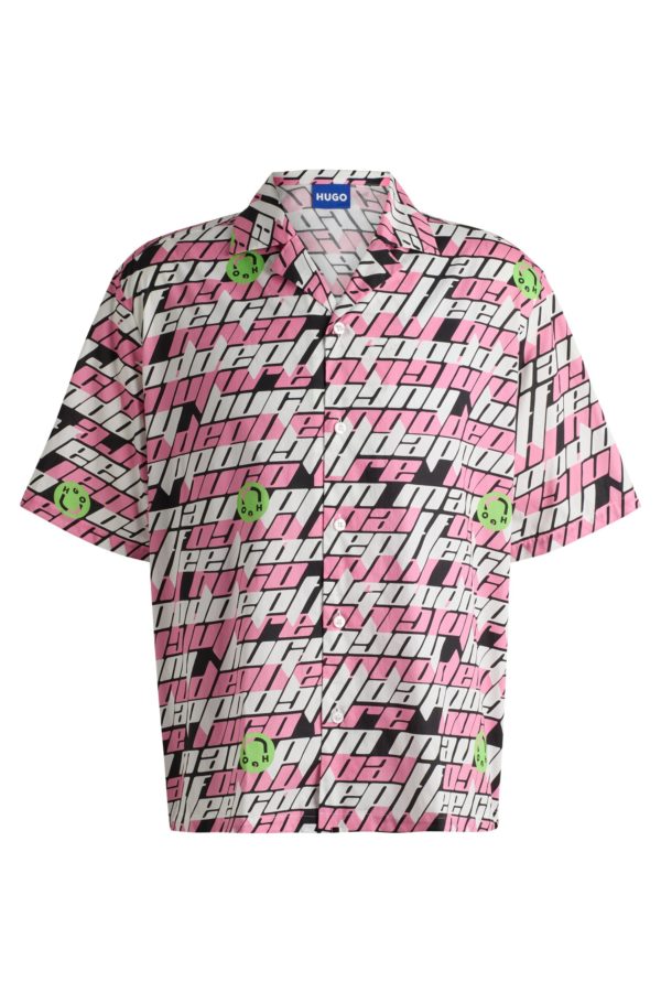Hugo Boss Chemise Relaxed en popeline de coton imprimée