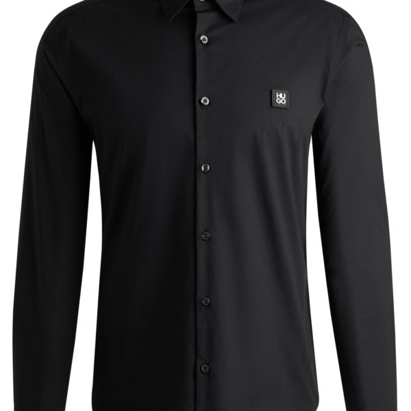 Hugo Boss Chemise Slim en coton stretch avec logo revisité