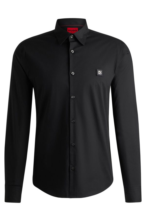 Hugo Boss Chemise Slim en coton stretch avec logo revisité