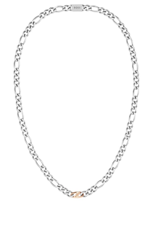 Hugo Boss Collier chaîne figaro argentée avec maillon logoté