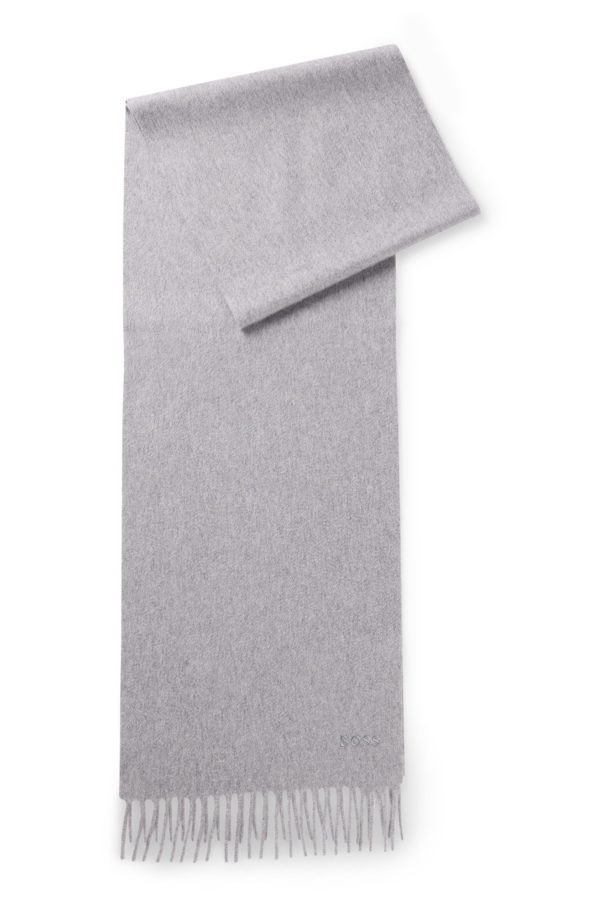 Hugo Boss Écharpe en cachemire italien avec franges et logo brodé