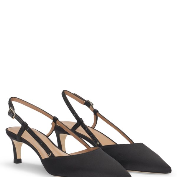 Hugo Boss Escarpins en satin doux à talon ouvert et bout pointu