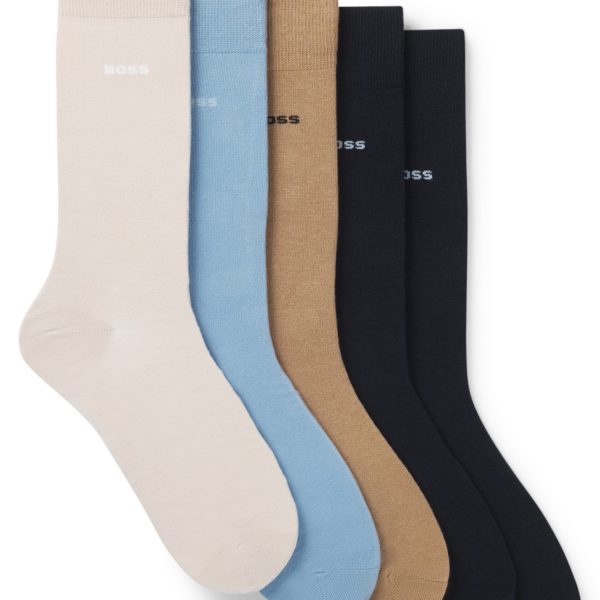 Lot de cinq paires de chaussettes mi-mollet en coton mélangé – Hugo Boss