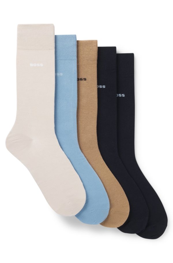 Hugo Boss Lot de cinq paires de chaussettes mi-mollet en coton mélangé
