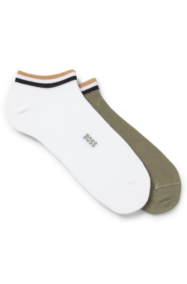 Hugo Boss Lot de deux paires de chaussettes basses à rayures emblématiques au niveau des chevilles
