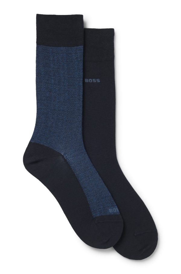 Hugo Boss Lot de deux paires de chaussettes mi-mollet en coton mélangé