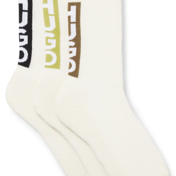 Hugo Boss Lot de trois paires de chaussettes à logos verticaux