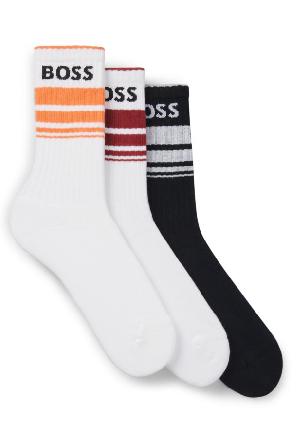 Hugo Boss Lot de trois paires de chaussettes basses à rayures et logo